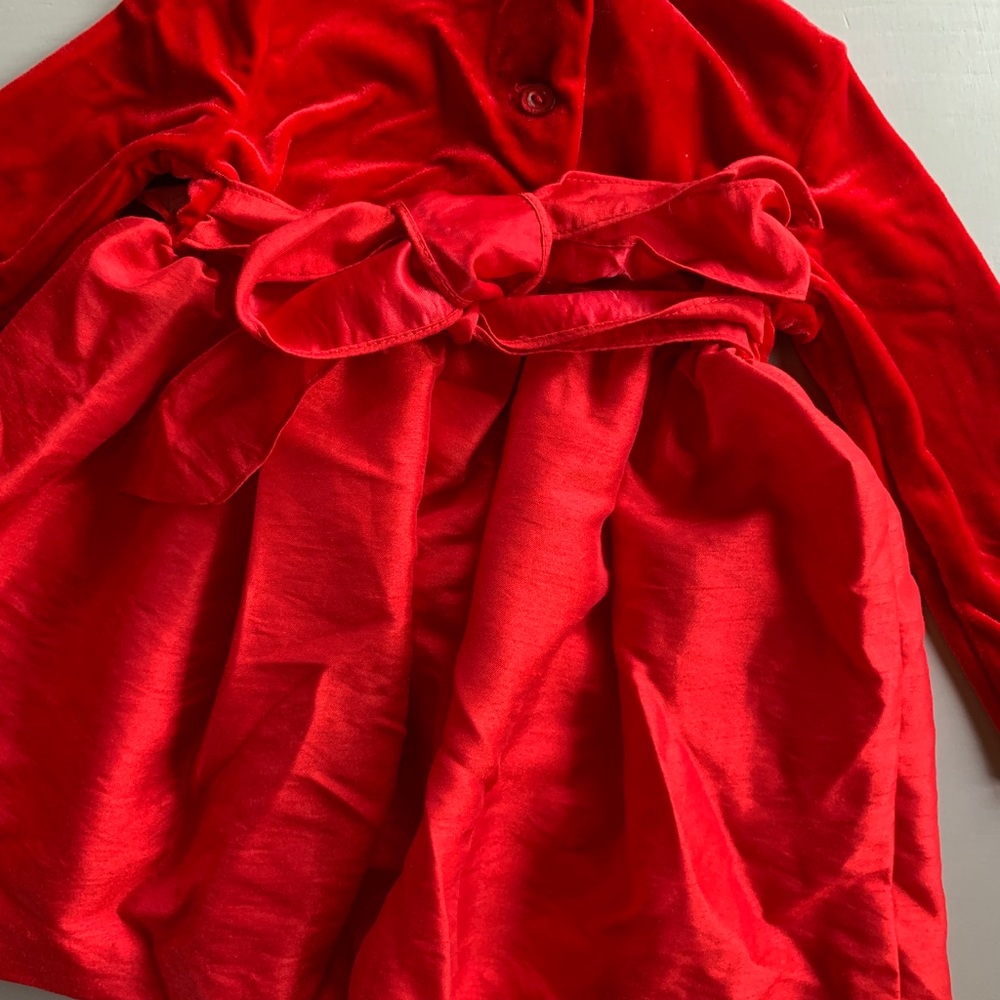 Vintage Jessica Ann Red Velour Christmas Dress Sz 12 Months Red Roses - Picture 8 of 8